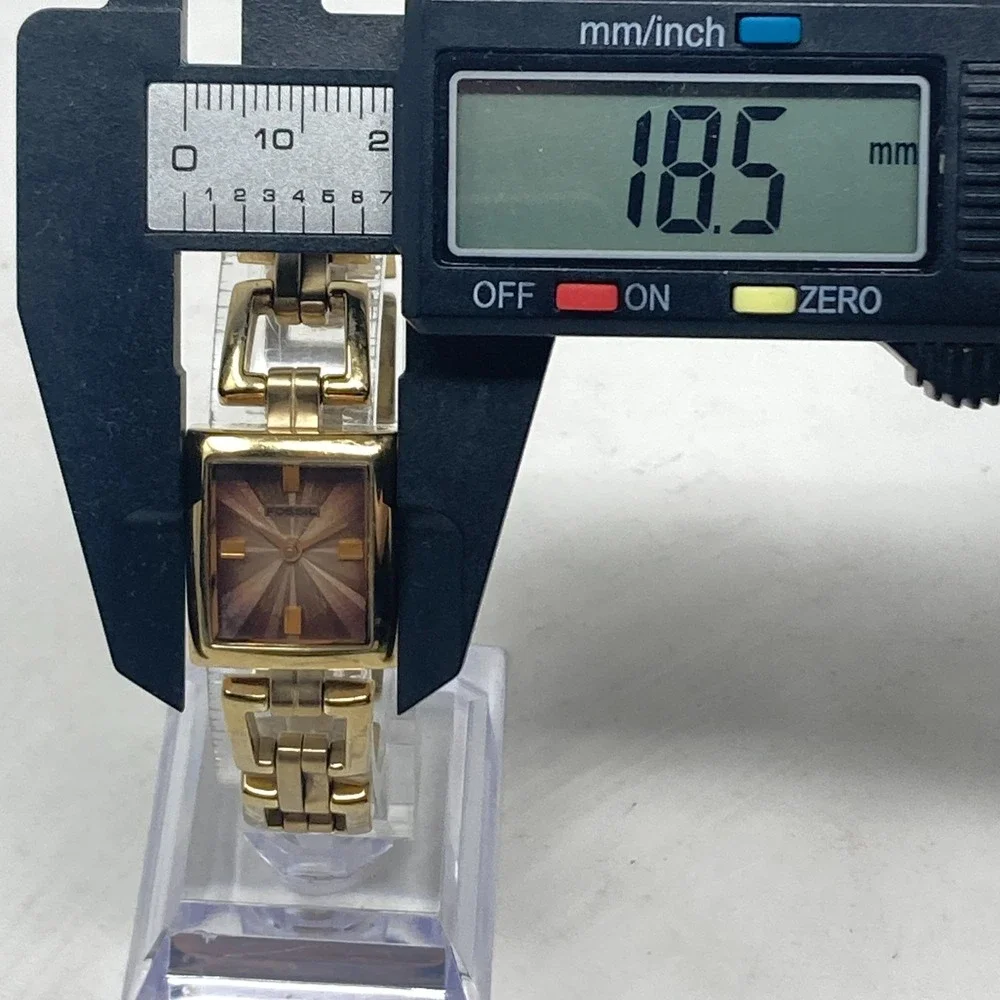 Fossil F2 Watch Women 19mm Gold Tone Brown Dial ES-1158 New Battery 6.25